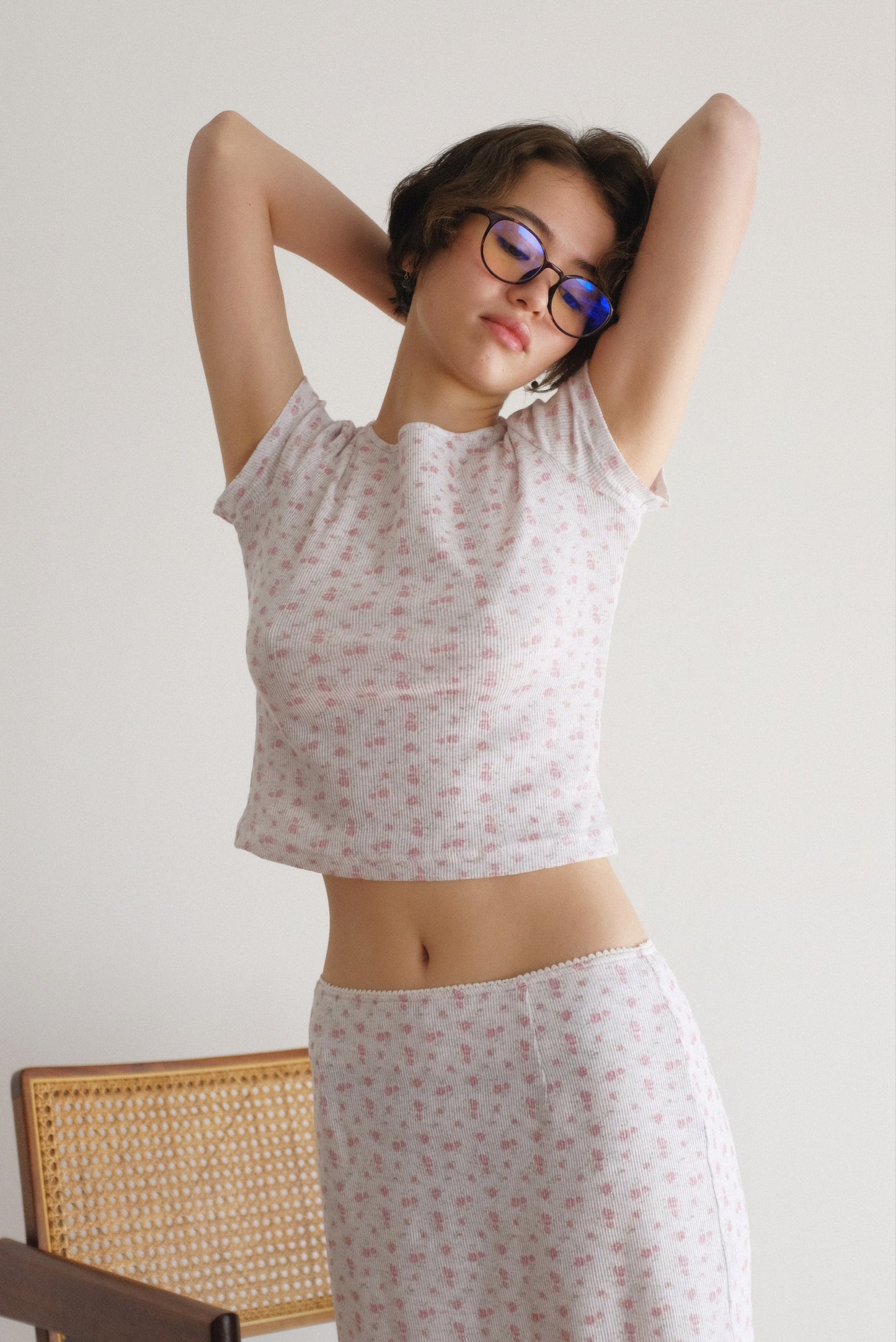 DEERTRIP | Peach Milk | Relaxed Floral Set