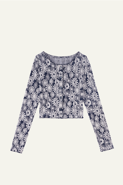 DEERTRIP | Daisy Bloom | Cropped Knit Top