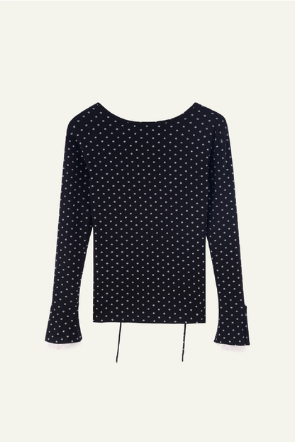 DEERTRIP | Reversible Dot | Lace Sleeve Top