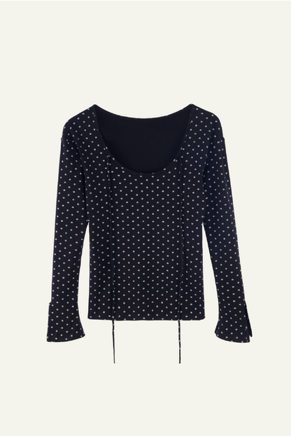 DEERTRIP | Reversible Dot | Lace Sleeve Top