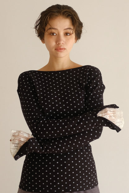 DEERTRIP | Reversible Dot | Lace Sleeve Top