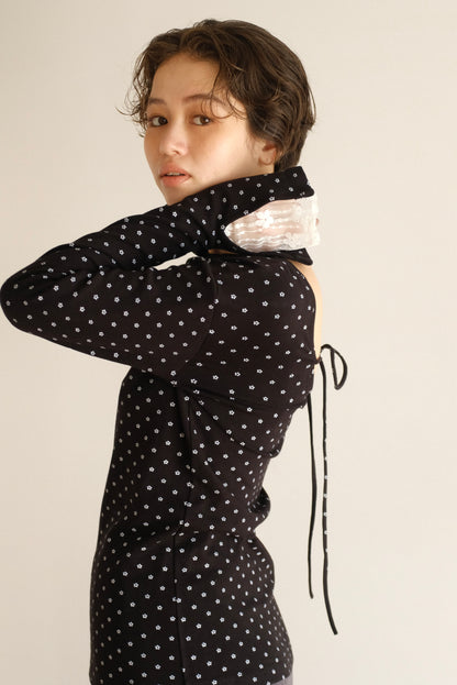 DEERTRIP | Reversible Dot | Lace Sleeve Top